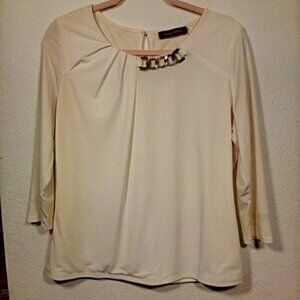 Ivanka Trump Off White Top with 3/4 sleeves Size: L